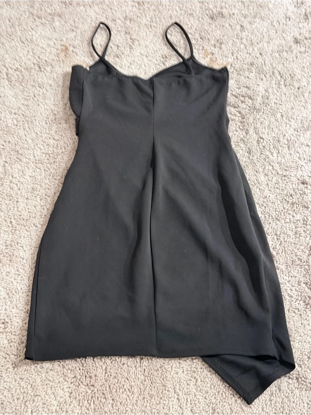 Classic Black Wrap Slip Dress with Spaghetti Straps